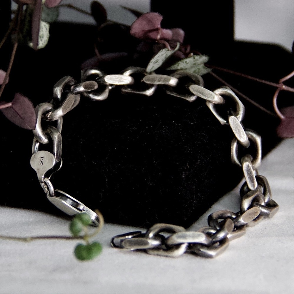 HEAVY VTG Biker Punk Gothic Sterling Silver 40g Italy 925 Anchor Link Bracelet